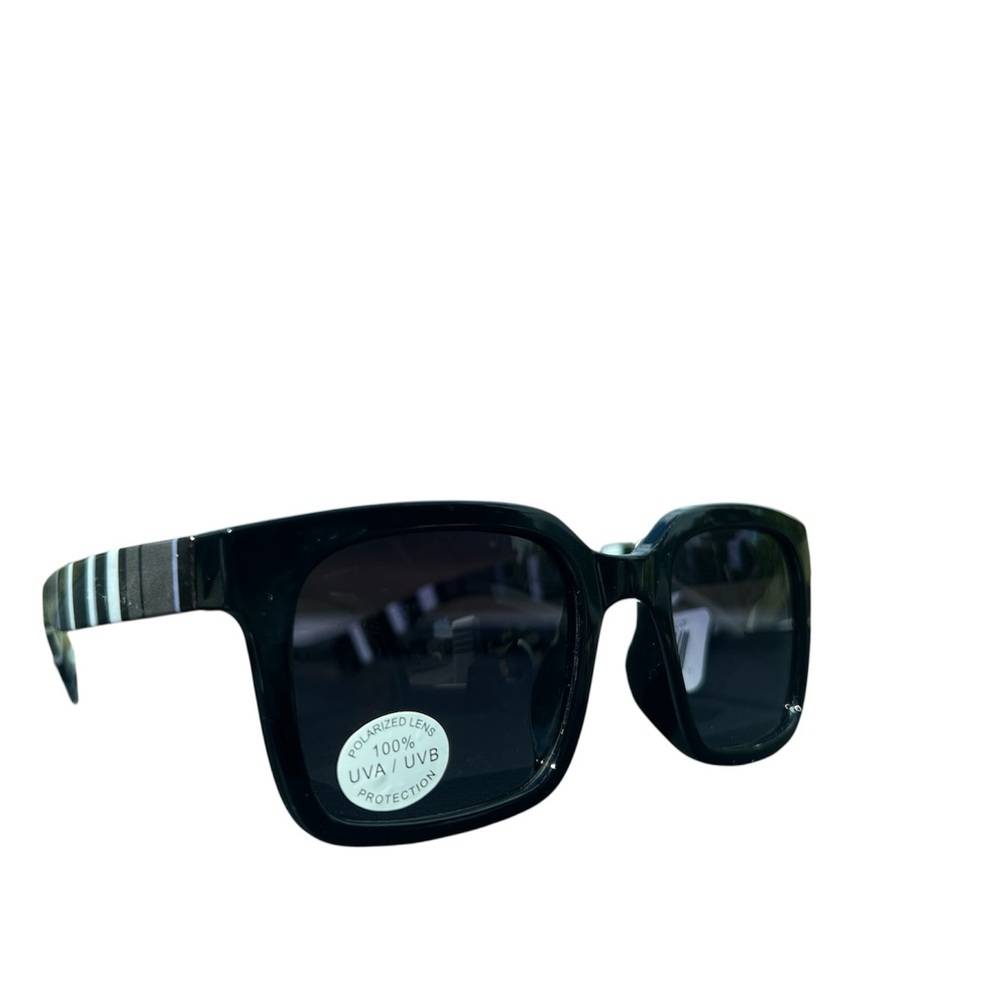 NWT - I Heart Eyewear Polarized Sunglasses - Black with Striped Arms